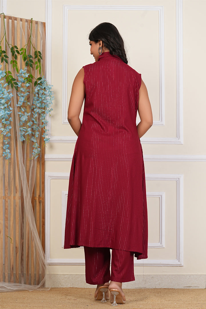 Paardini Festive-Ready Sleeveless Co-Ord Set – Maroon Edition