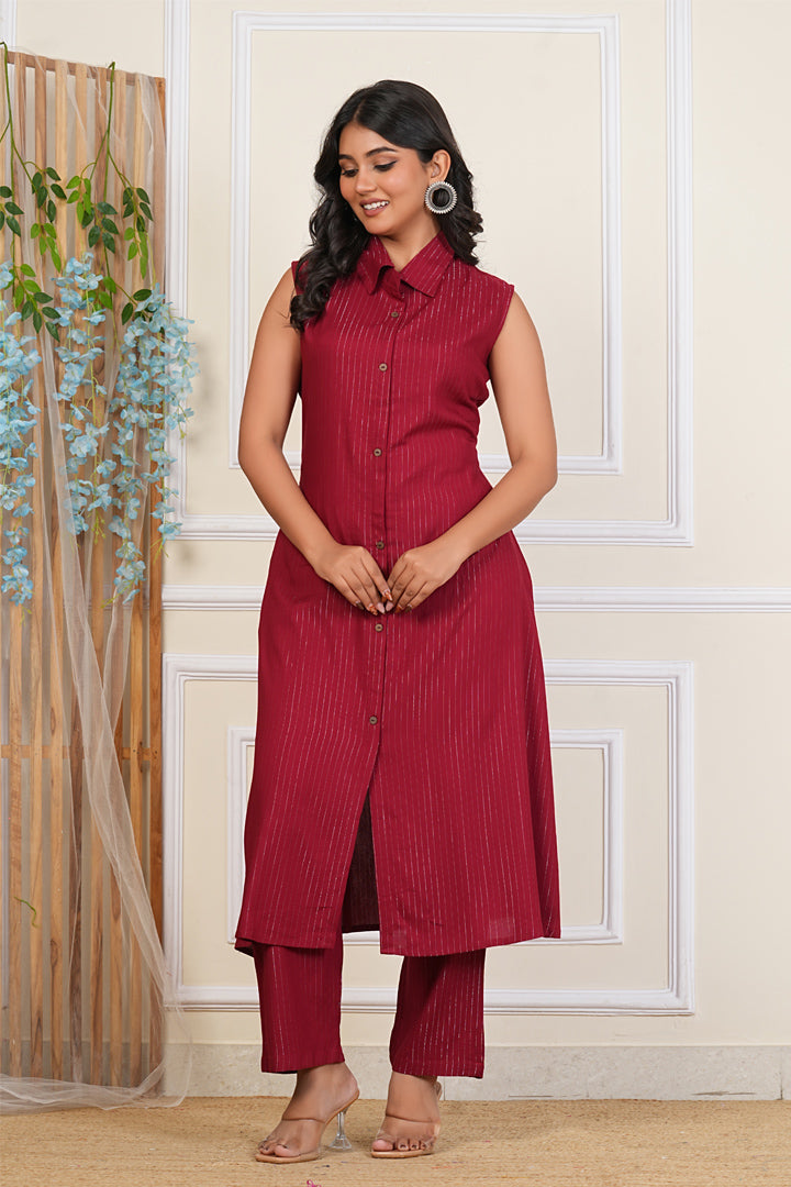Paardini Festive-Ready Sleeveless Co-Ord Set – Maroon Edition