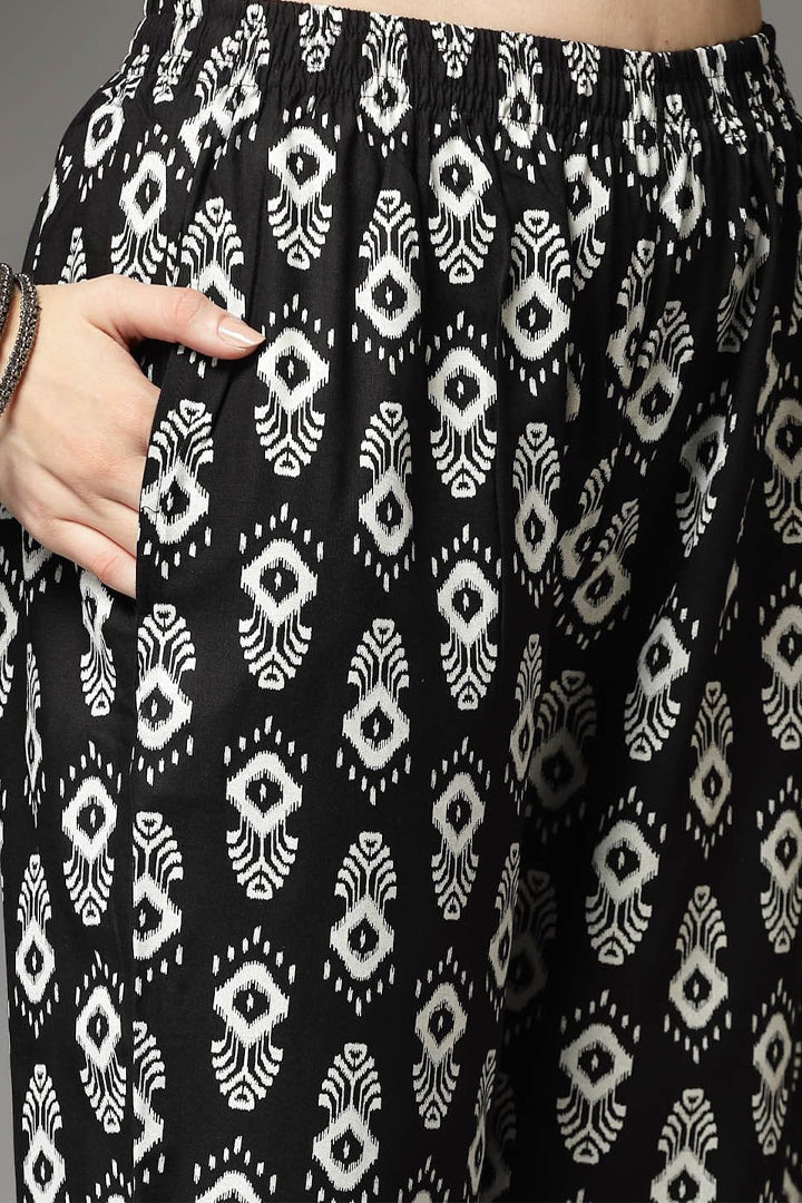 Elegant Black & White Cotton Co-ord Set